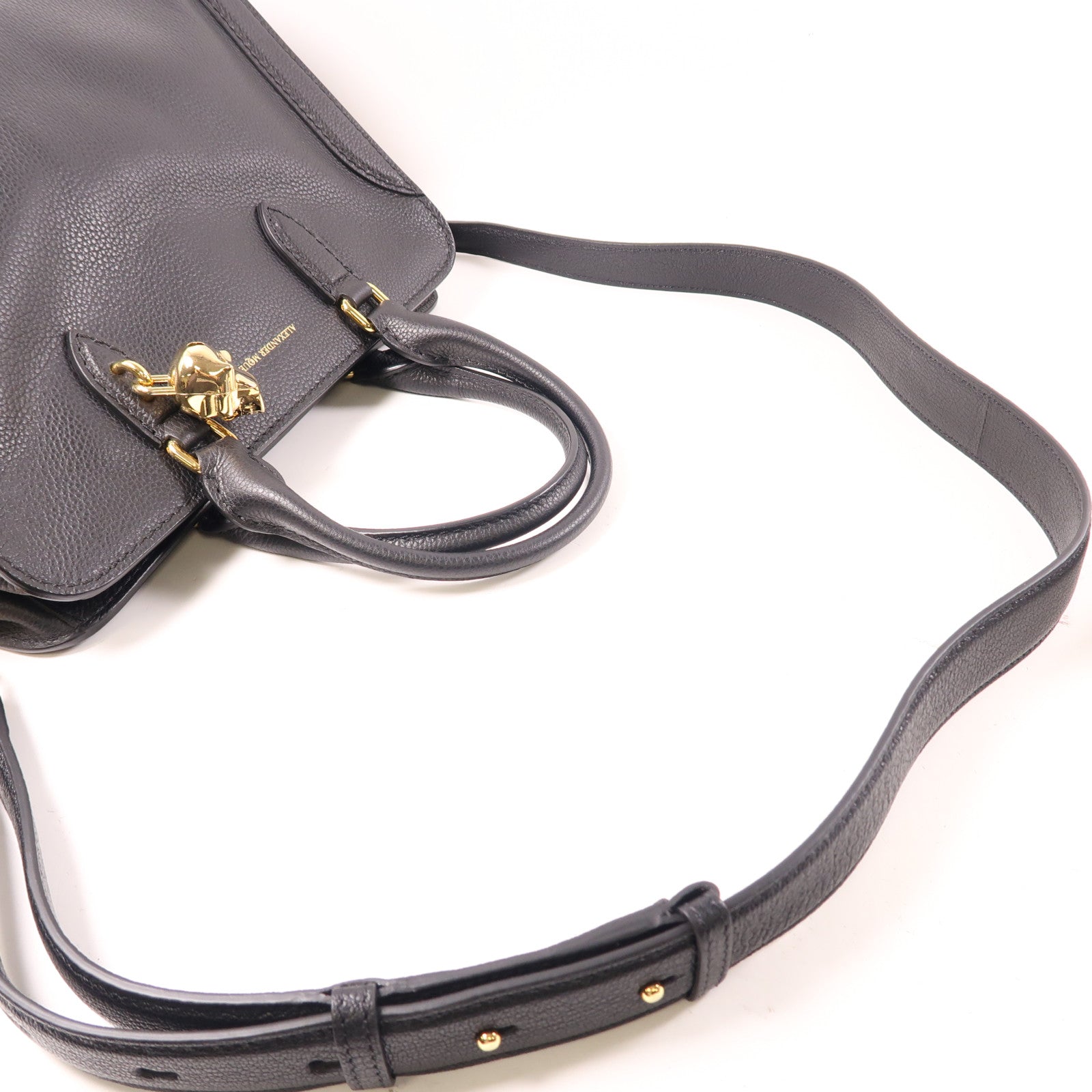 SELECTION 牛皮皮革Alexander Mcqueen Hand Bag金扣手挽肩背兩用袋黑色