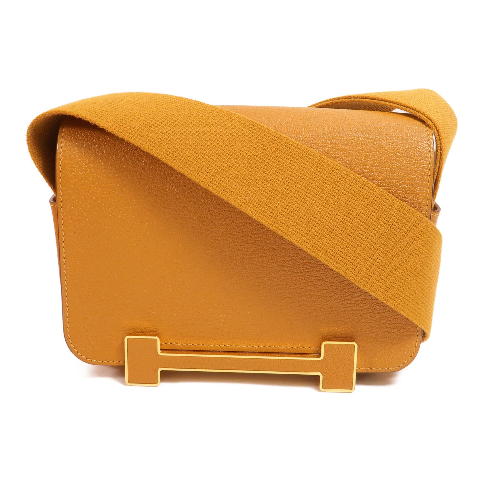 HERMES Chevre皮革Geta肩背袋Caramel
