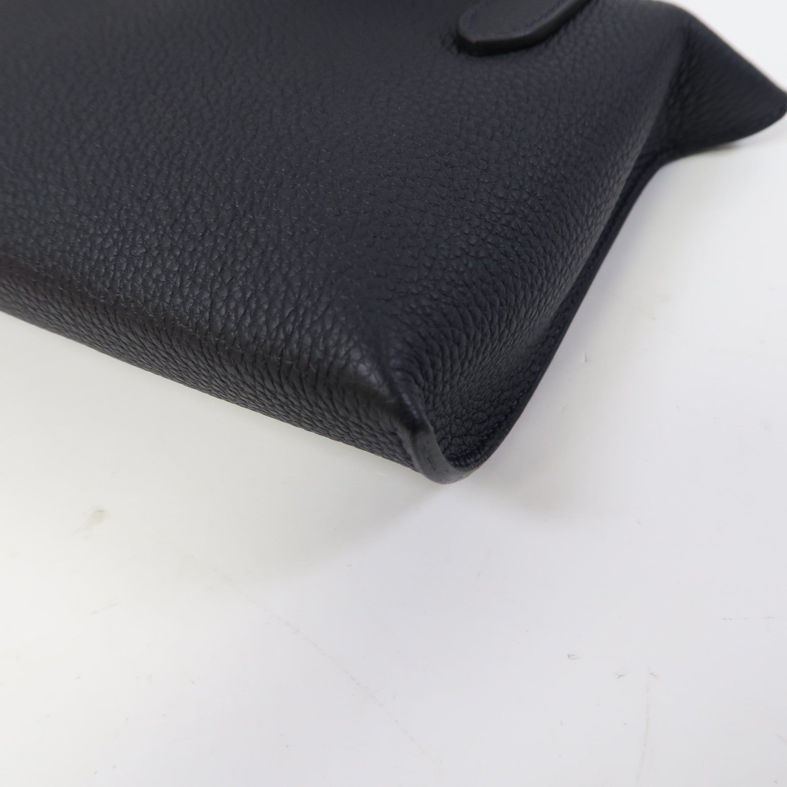 HERMES Clemence皮革Videpoches銀扣肩背袋2Z Bleu Nuit深夜藍