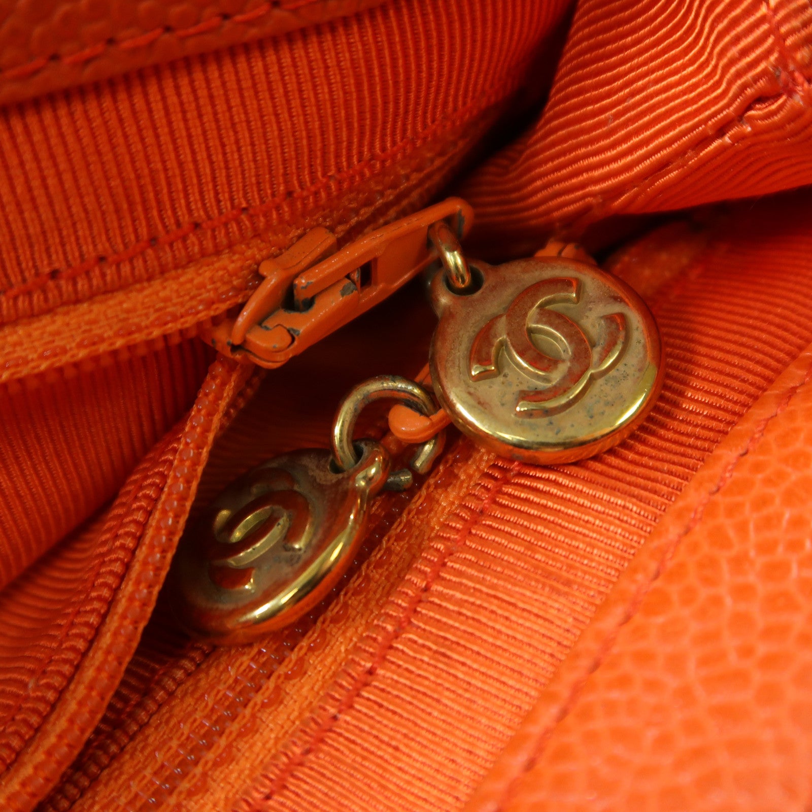 CHANEL (PRICE DOWN) CC GHW Shoulder Bag Calfskin Leather Orange