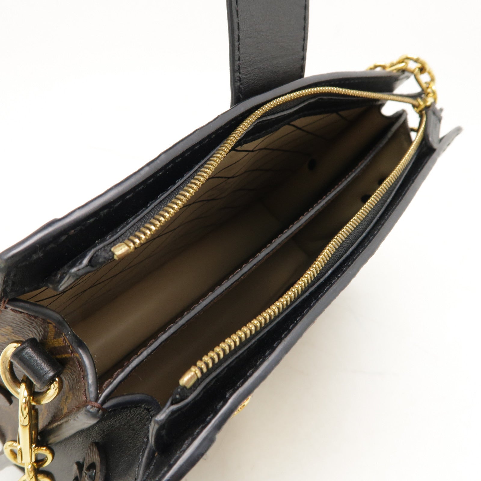 LOUIS VUITTON **【激減優惠】Monogram Reverse Trunk Clutch金扣肩背袋啡色/黑色