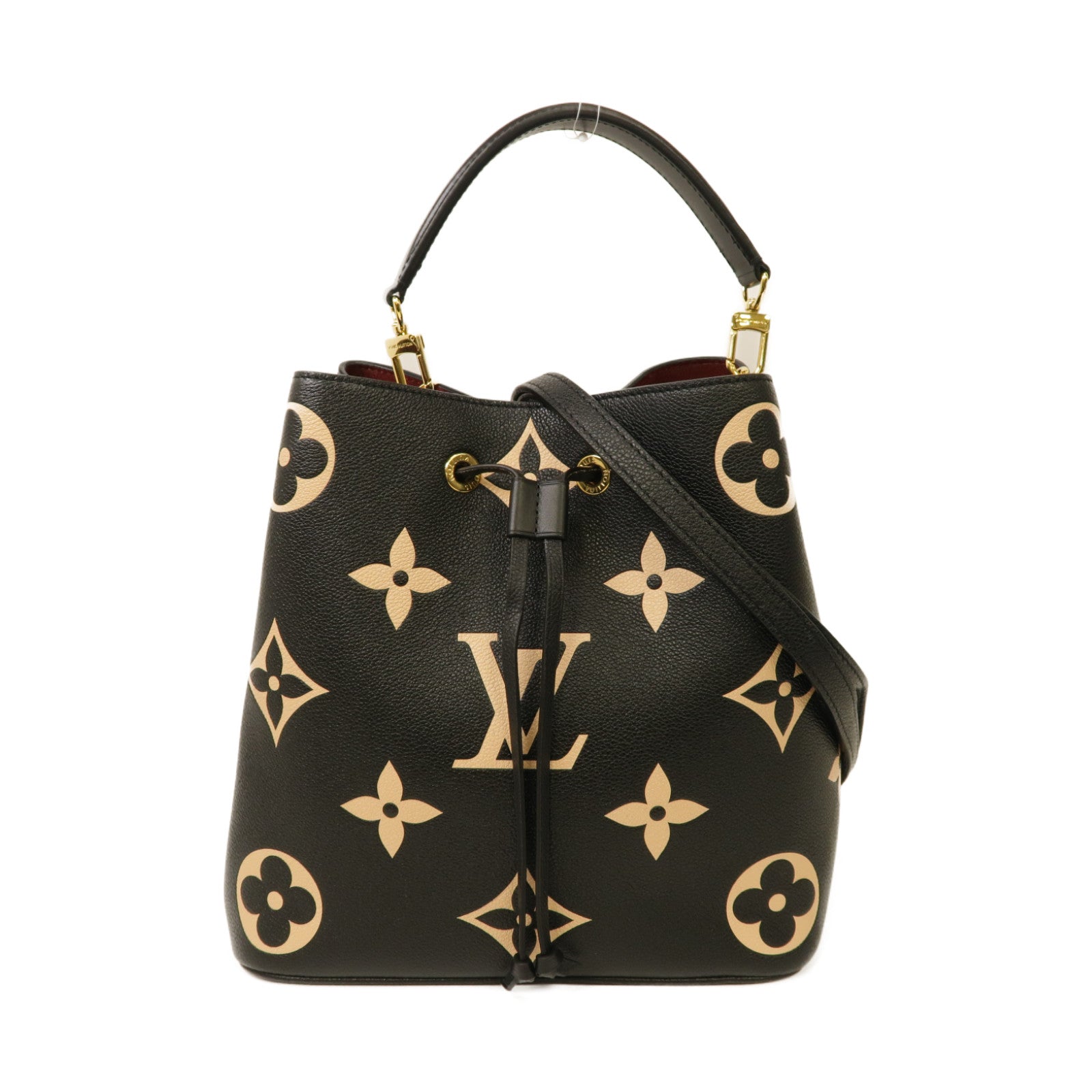 LOUIS VUITTON Monogram Empreinte Neo Noe MM金扣手挽肩背兩用袋黒色