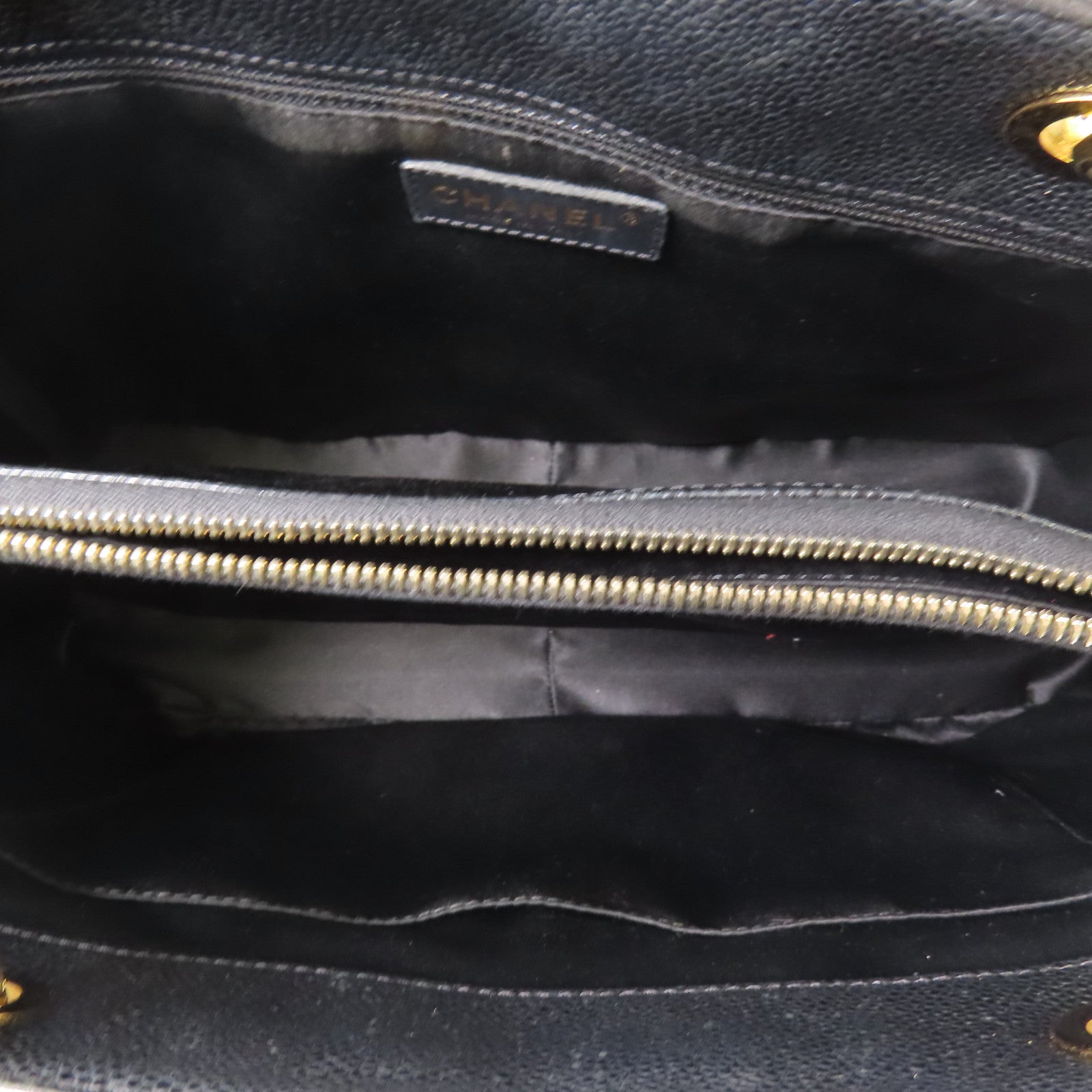 CHANEL 牛皮皮革GST Grand Shopping Tote Bag金扣鏈帶肩背袋