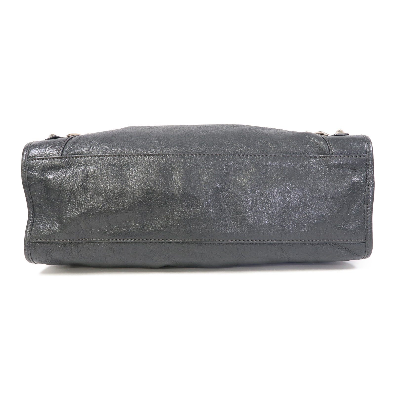 BALENCIAGA 牛皮皮革Giant City Bag銀扣手挽肩背兩用袋灰色