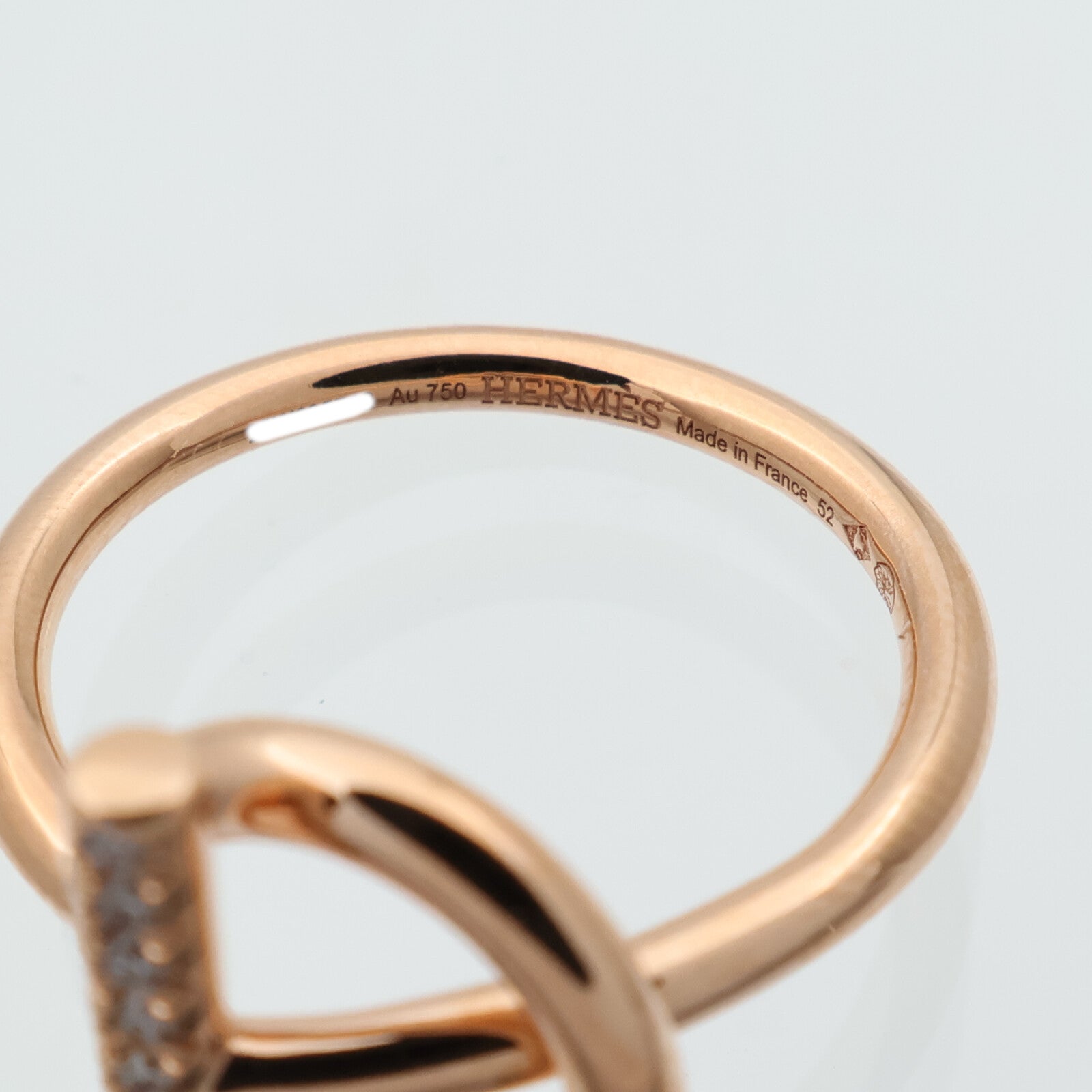 HERMES 18K玫瑰金Echappee Ring鑽石戒指