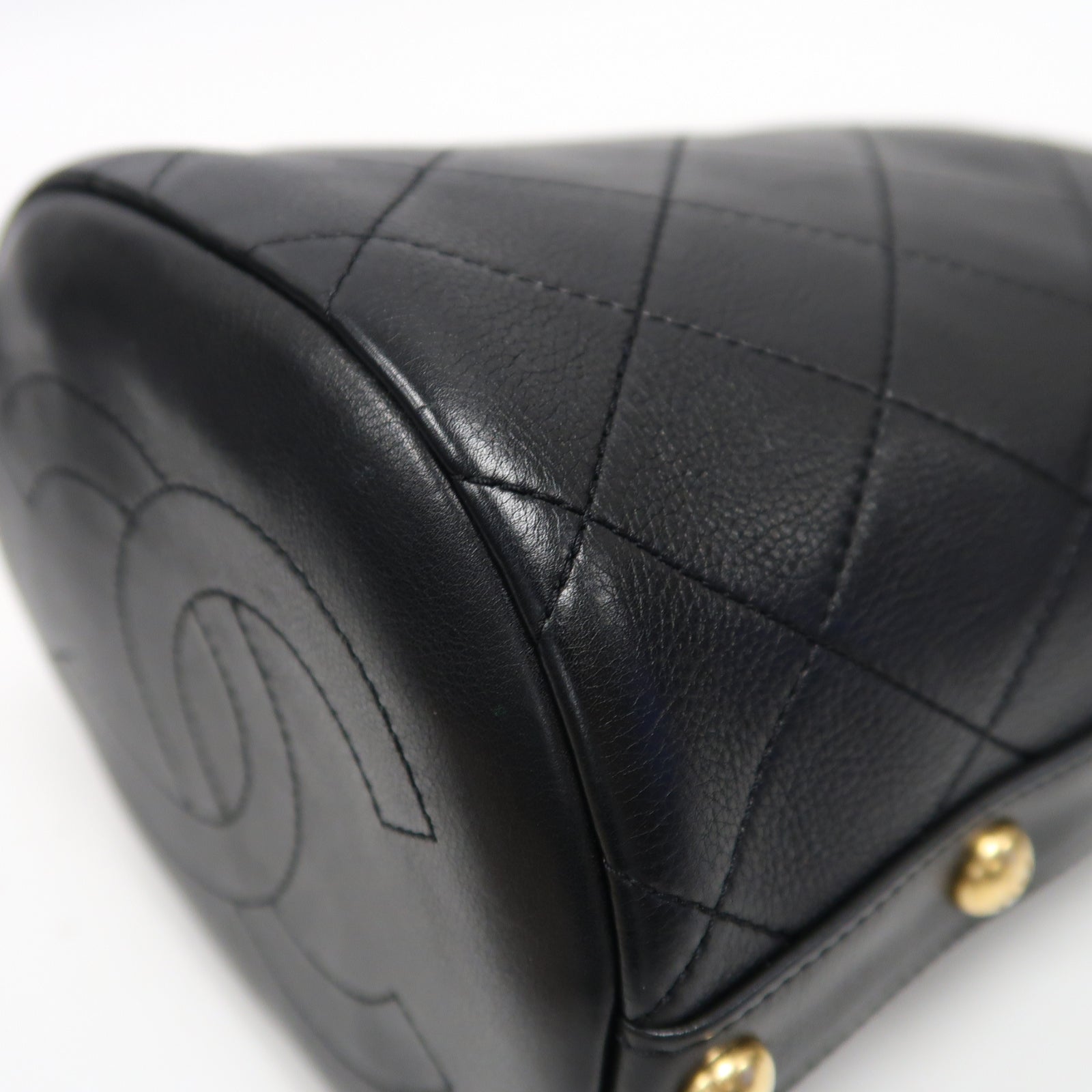 CHANEL 菱格牛皮皮革/花呢2 Way Shoulder金扣手挽肩背兩用袋黑色