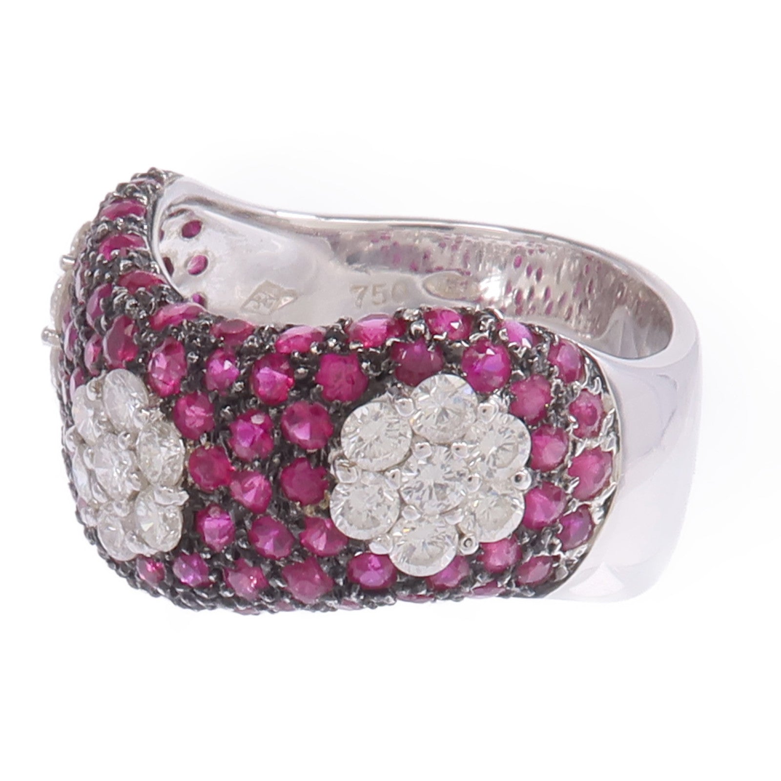 JEWELRY 【激減優惠】18K白金Ruby Diamond Ring紅寶石/鑽石戒指US#6
