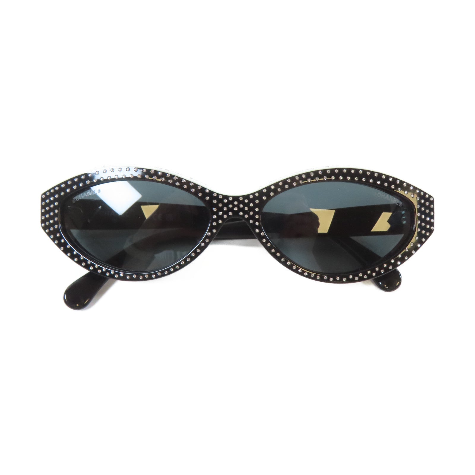 CHANEL 【激減優惠】PVC/水晶Sunglasses太陽眼鏡黑色/白色