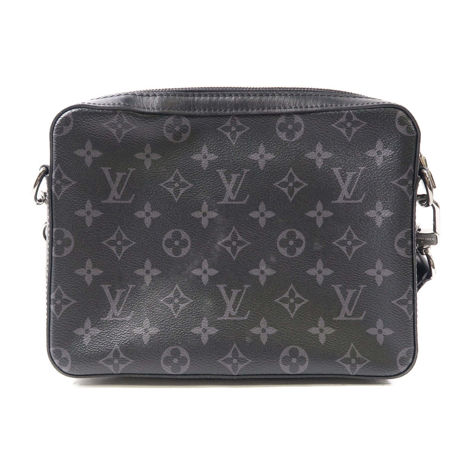 LOUIS VUITTON Monogram Eclipse Trio Messenger銀扣肩背袋黑色