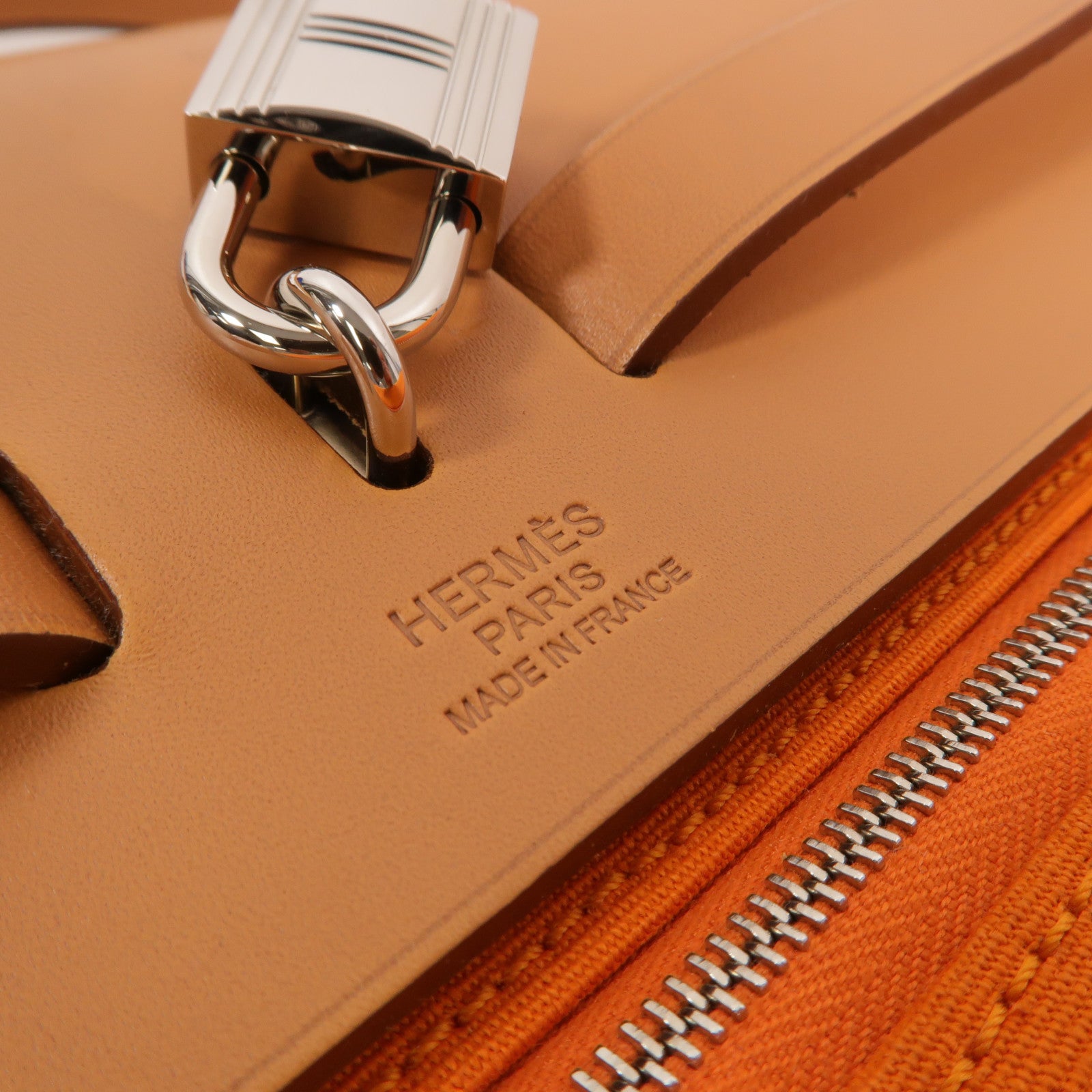 HERMES 帆布Herbag GM手挽肩背兩用袋Orange