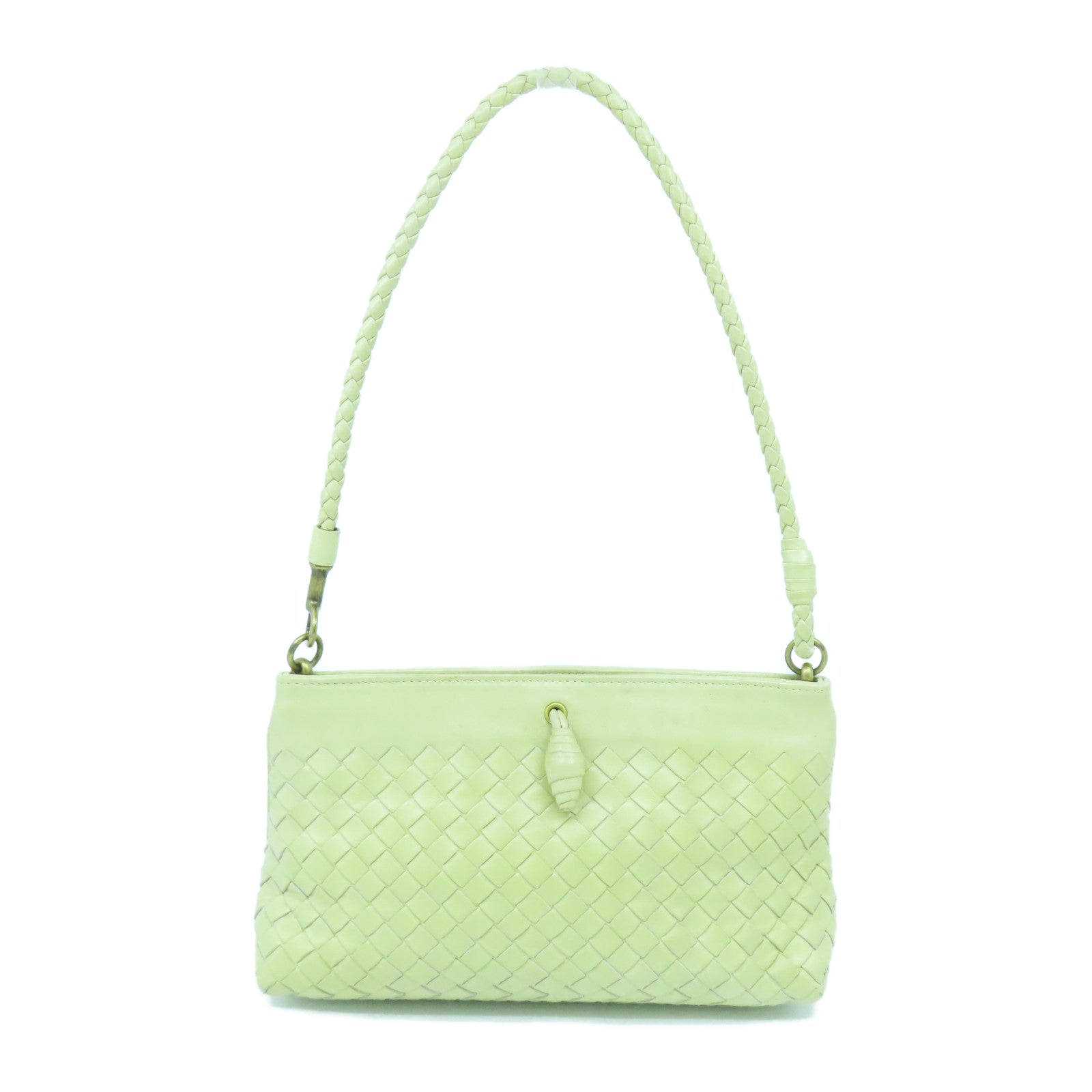 BOTTEGA VENETA 【激減優惠】羊皮皮革Shoulder Bag金扣肩背袋淺黃色