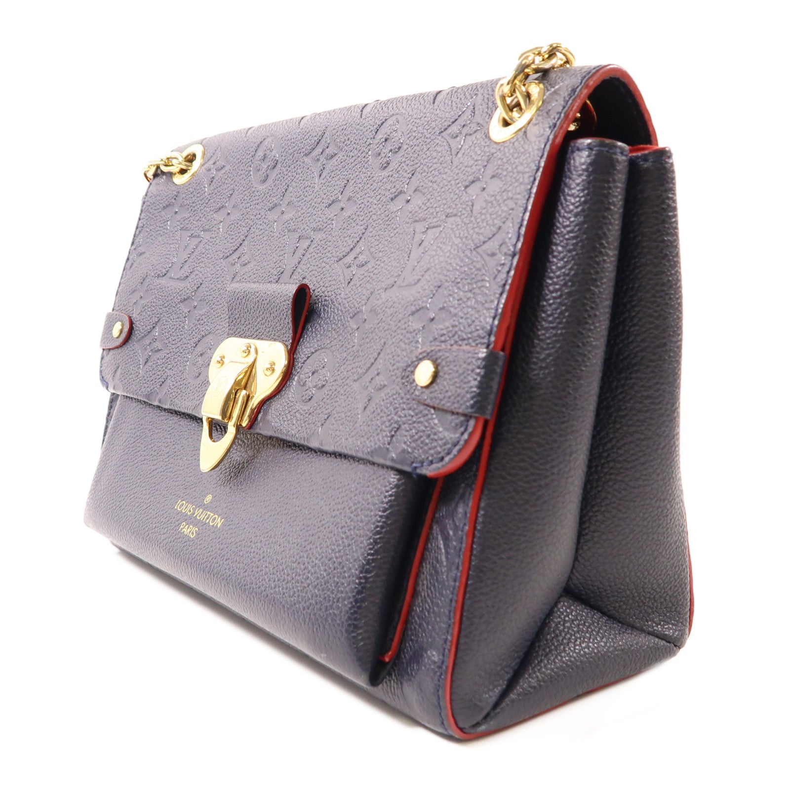 LOUIS VUITTON Monogram Empreinte Vavin PM金扣肩背袋深藍色