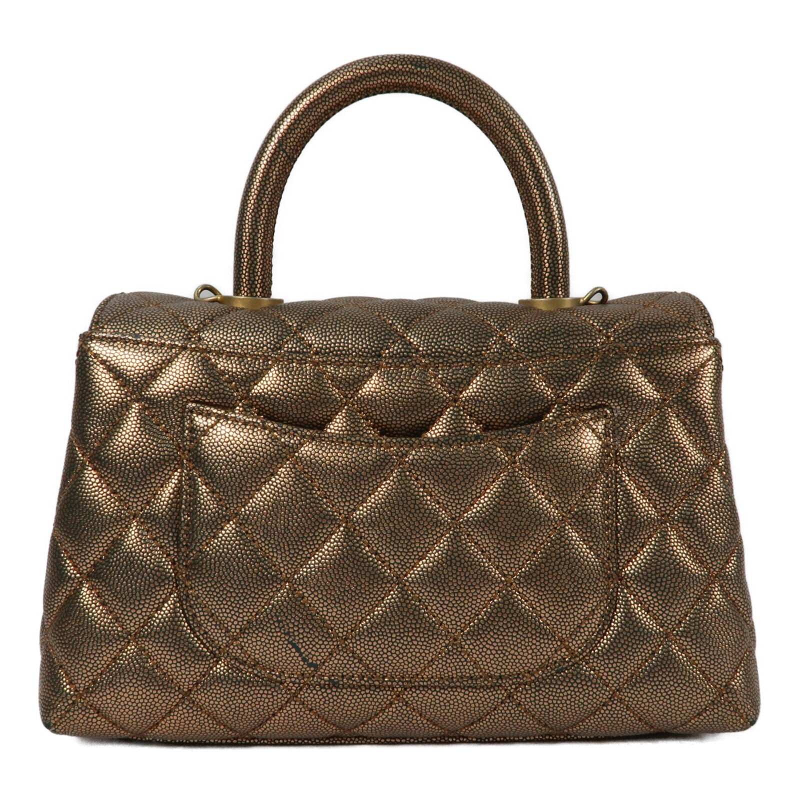 CHANEL 牛皮皮革Coco Handle Small金扣鏈帶手挽肩背兩用袋