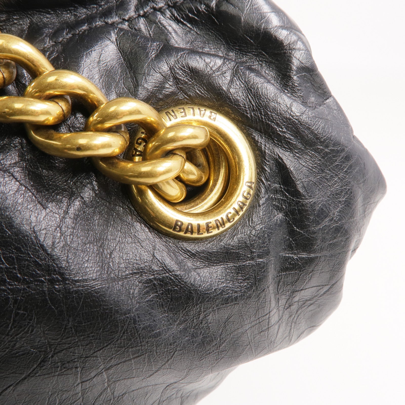 BALENCIAGA 牛皮皮革Crush Bag金扣鏈帶肩背袋