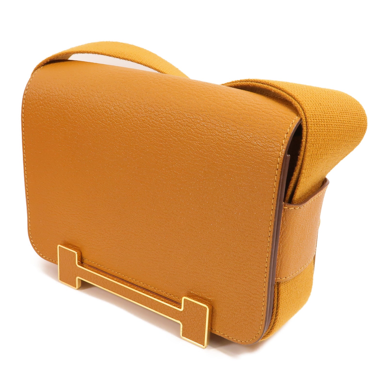 HERMES Chevre皮革Geta肩背袋Caramel