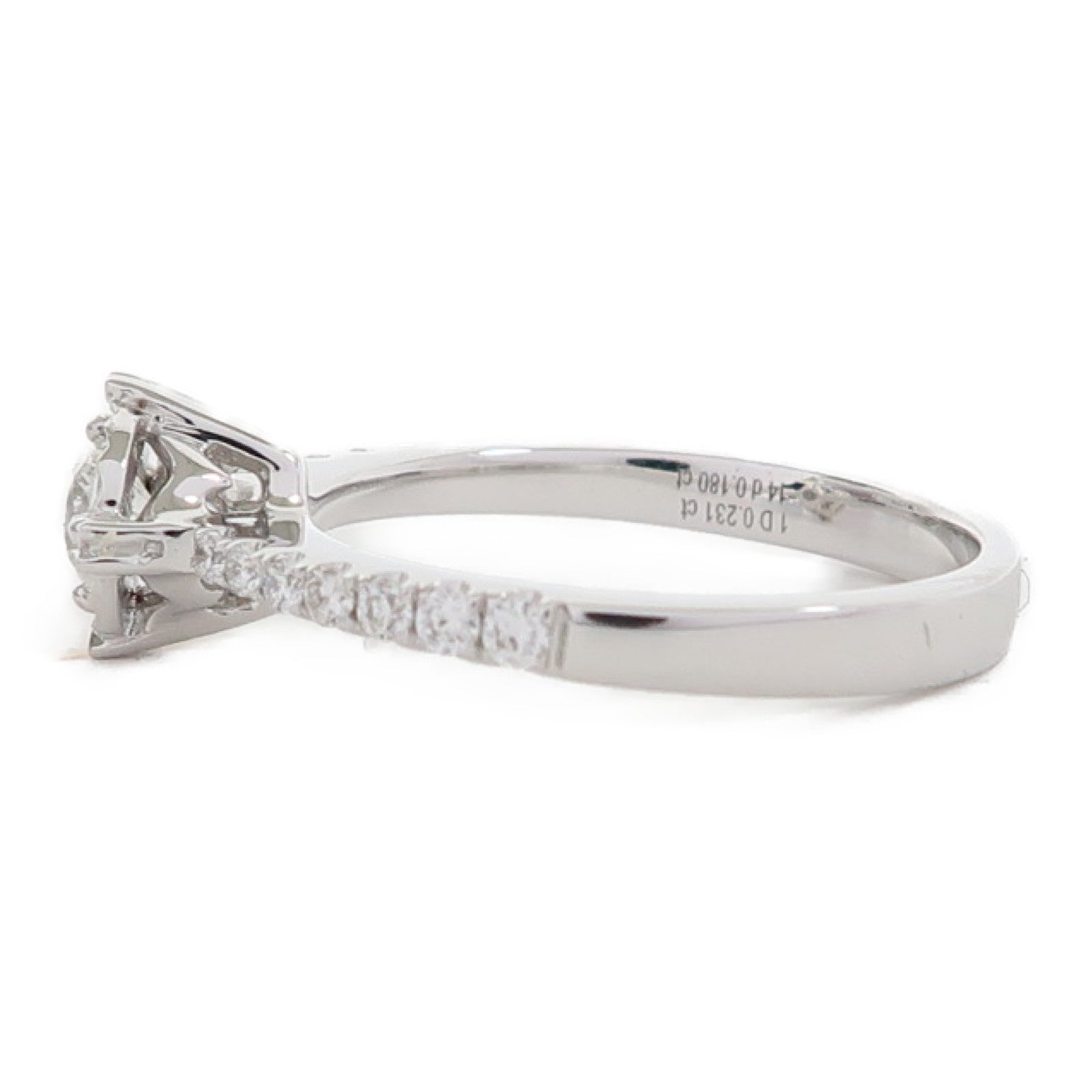 JEWELRY 18K白金Ring 0.23ct鑽石/0.18ct鑽石戒指US#5.75