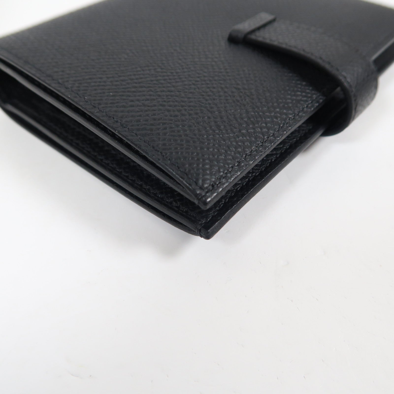 HERMES Epsom Bearn Compact Wallet金扣折疊錢包黑色