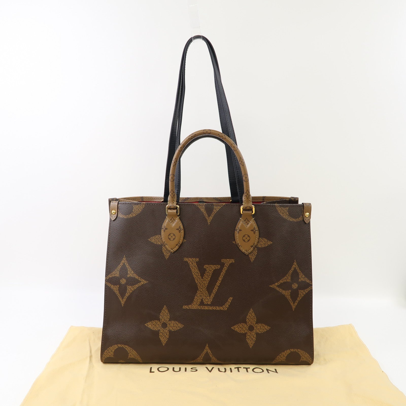 LOUIS VUITTON Monogram On the Go MM金扣手挽肩背兩用袋啡色