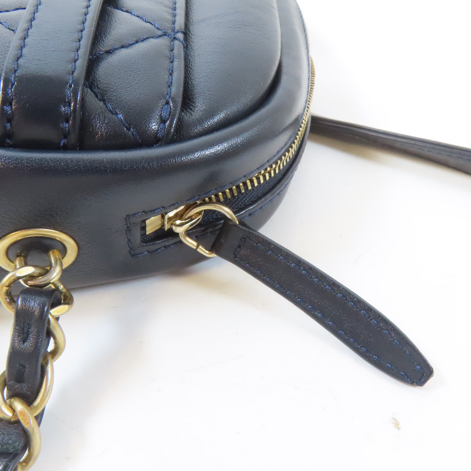 CHANEL 【激減優惠】菱格牛皮皮革Chain Shoulder Bag金扣肩背袋深藍色