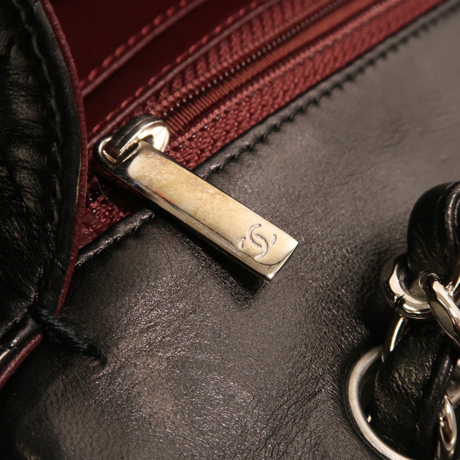CHANEL 羊皮皮革Large Classic銀扣鏈帶肩背袋