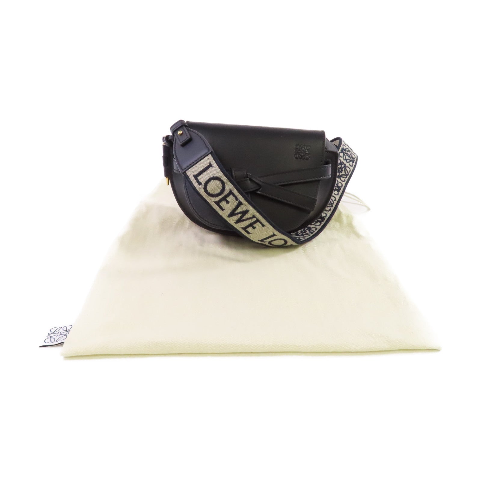 LOEWE 【激減優惠】牛皮皮革Mini Gate Shoulder Bag銀扣肩背袋黑色