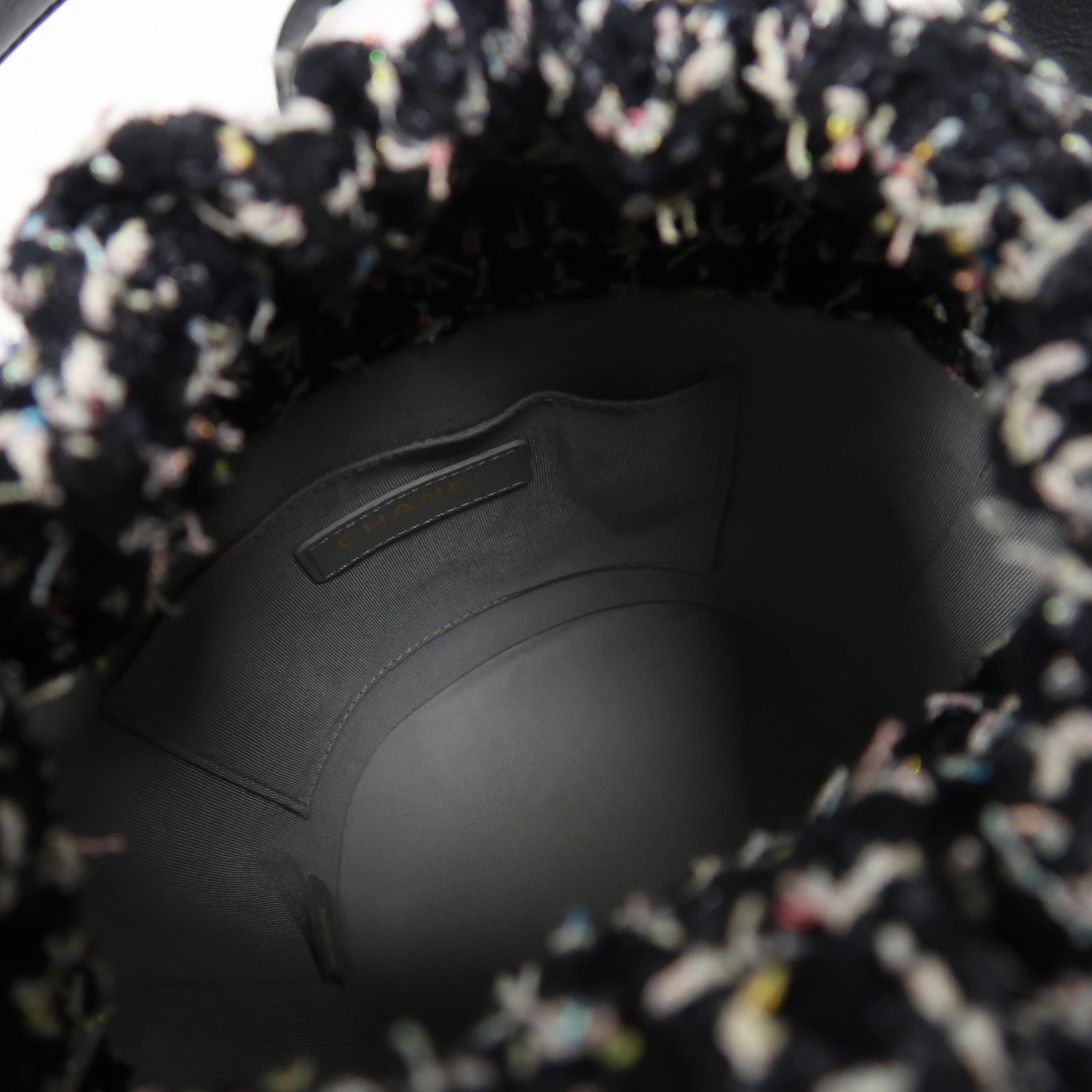CHANEL 菱格牛皮皮革/花呢2 Way Shoulder金扣手挽肩背兩用袋黑色