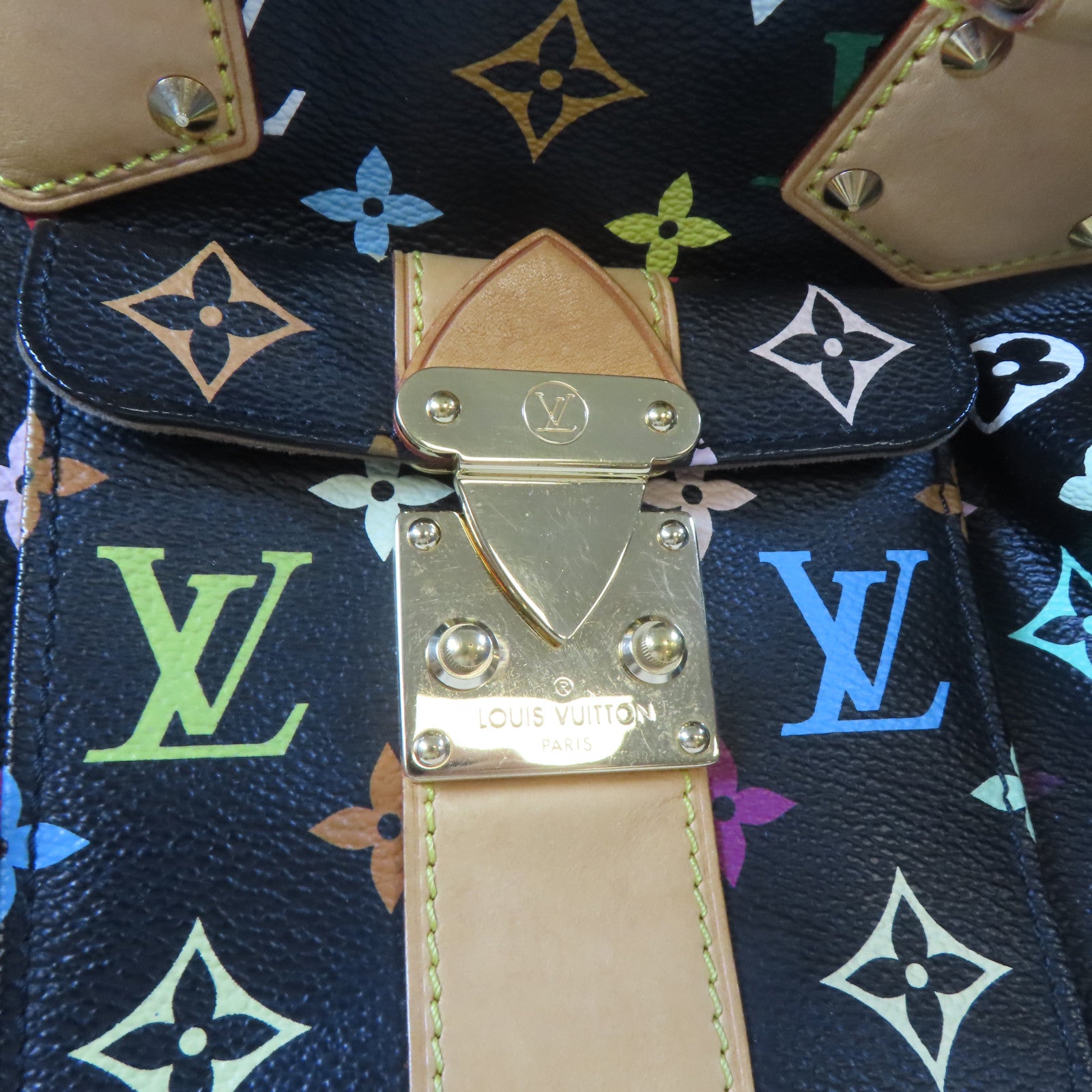 LOUIS VUITTON Monogram Multicolore Speedy 30金扣手挽袋黑色