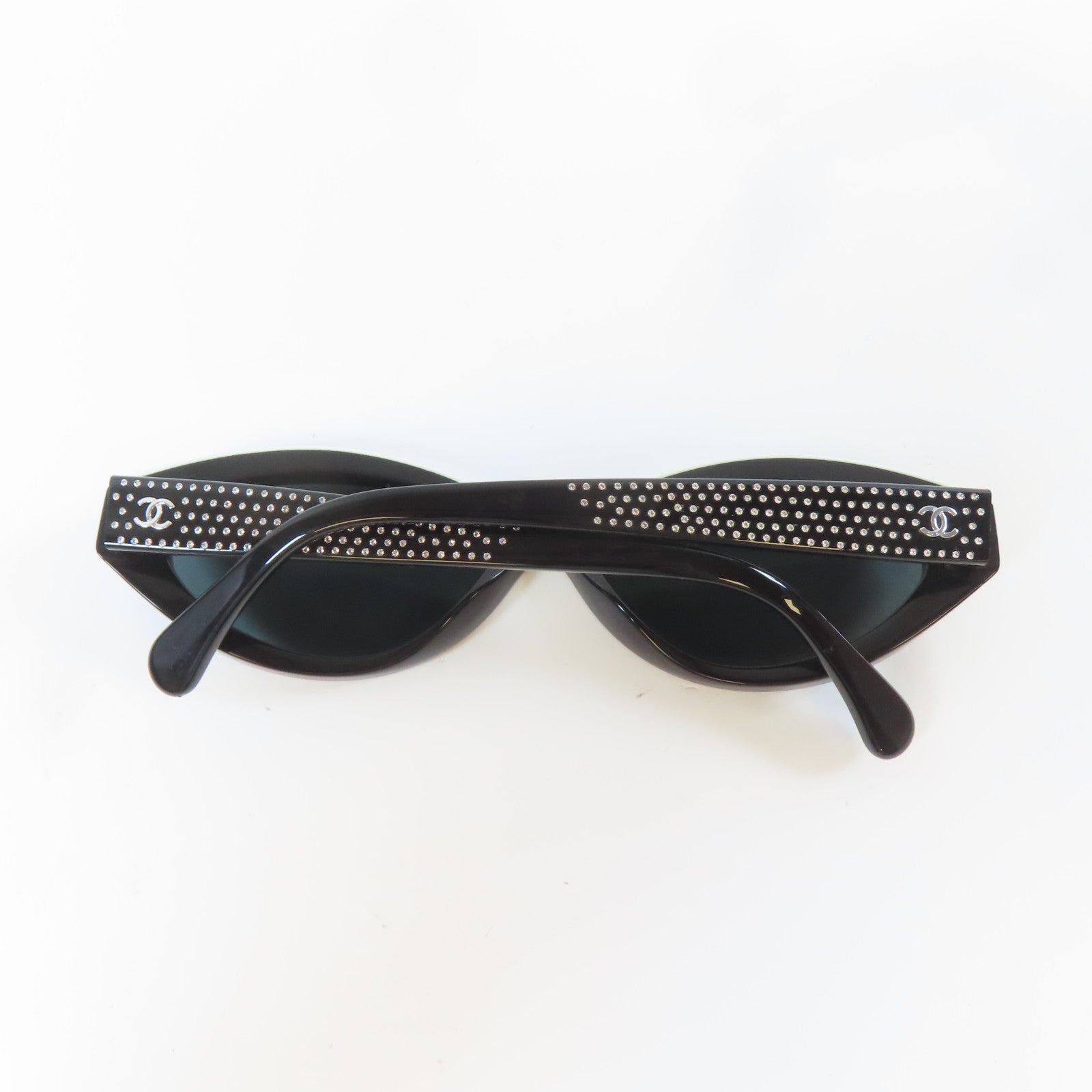 CHANEL 【激減優惠】PVC/水晶Sunglasses太陽眼鏡黑色/白色