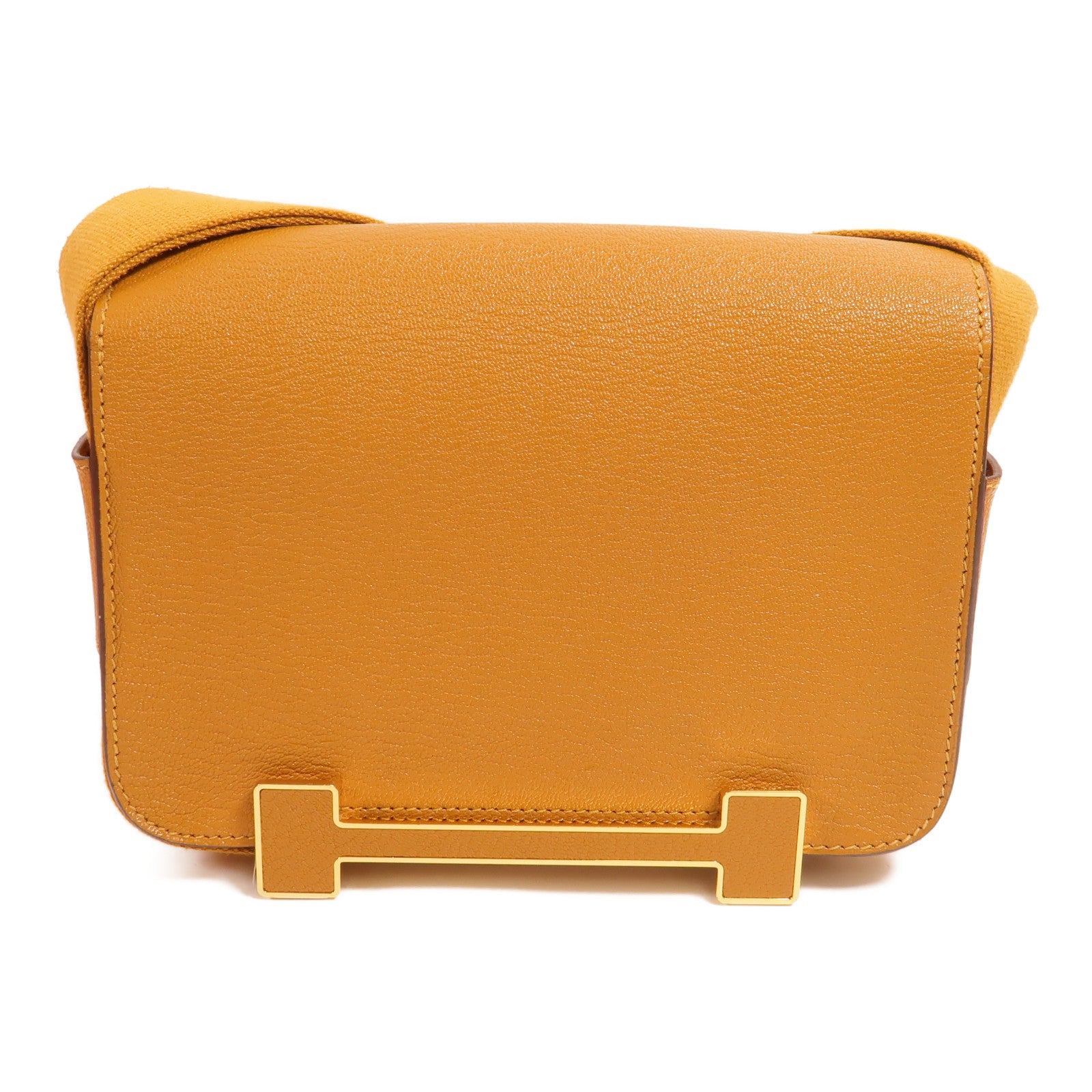HERMES Chevre皮革Geta肩背袋Caramel