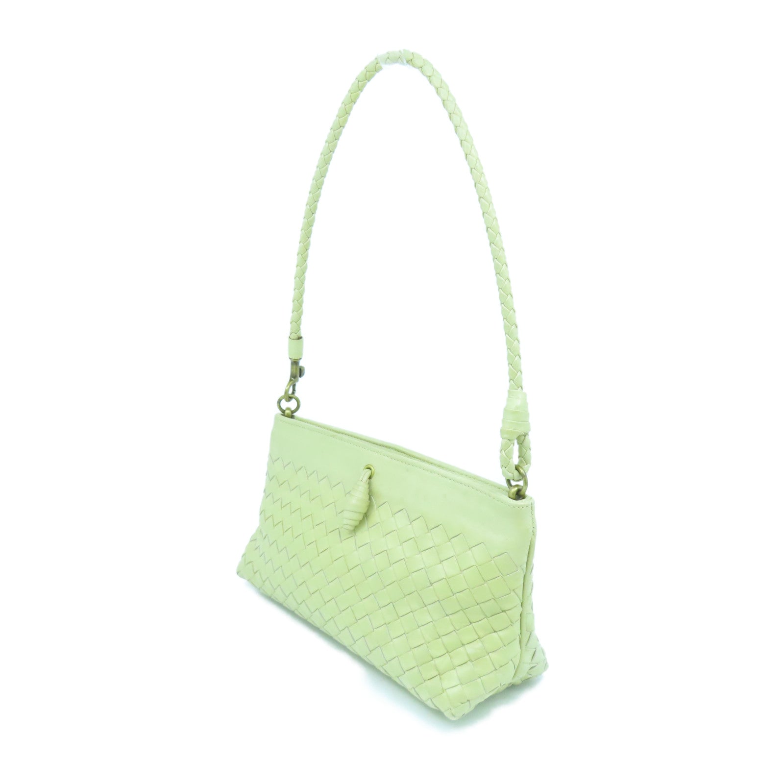 BOTTEGA VENETA 【激減優惠】羊皮皮革Shoulder Bag金扣肩背袋淺黃色