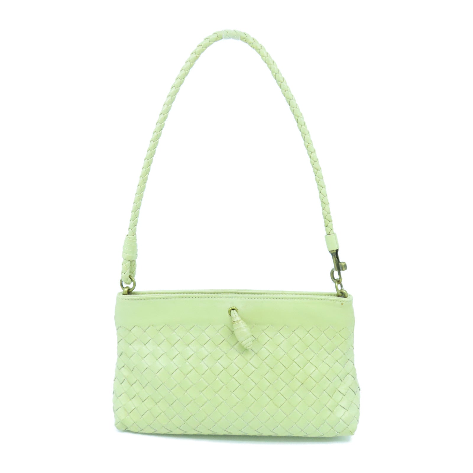 BOTTEGA VENETA 【激減優惠】羊皮皮革Shoulder Bag金扣肩背袋淺黃色
