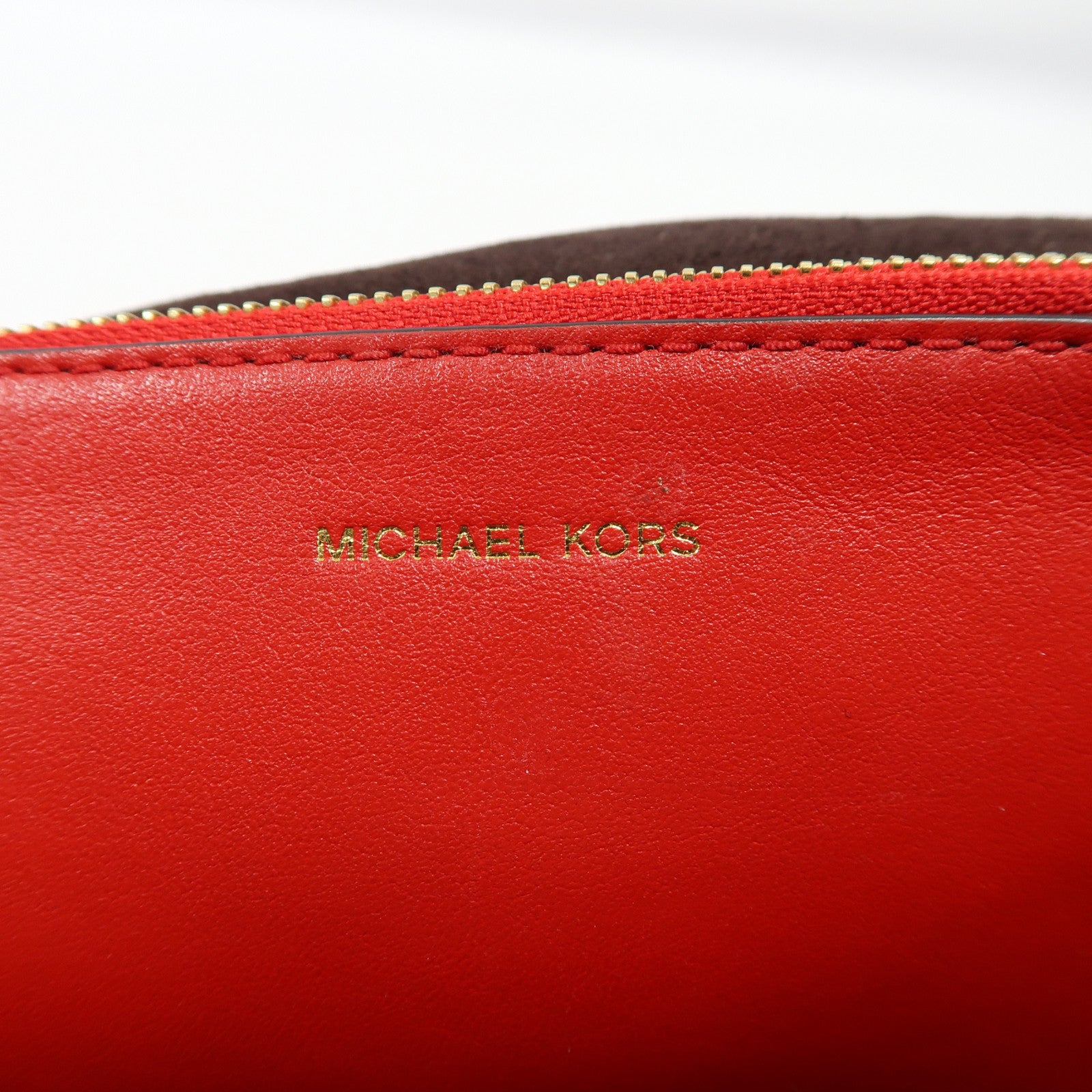 Michael Kors 牛皮皮革Chain Shoulder金扣手挽肩背兩用袋紅色