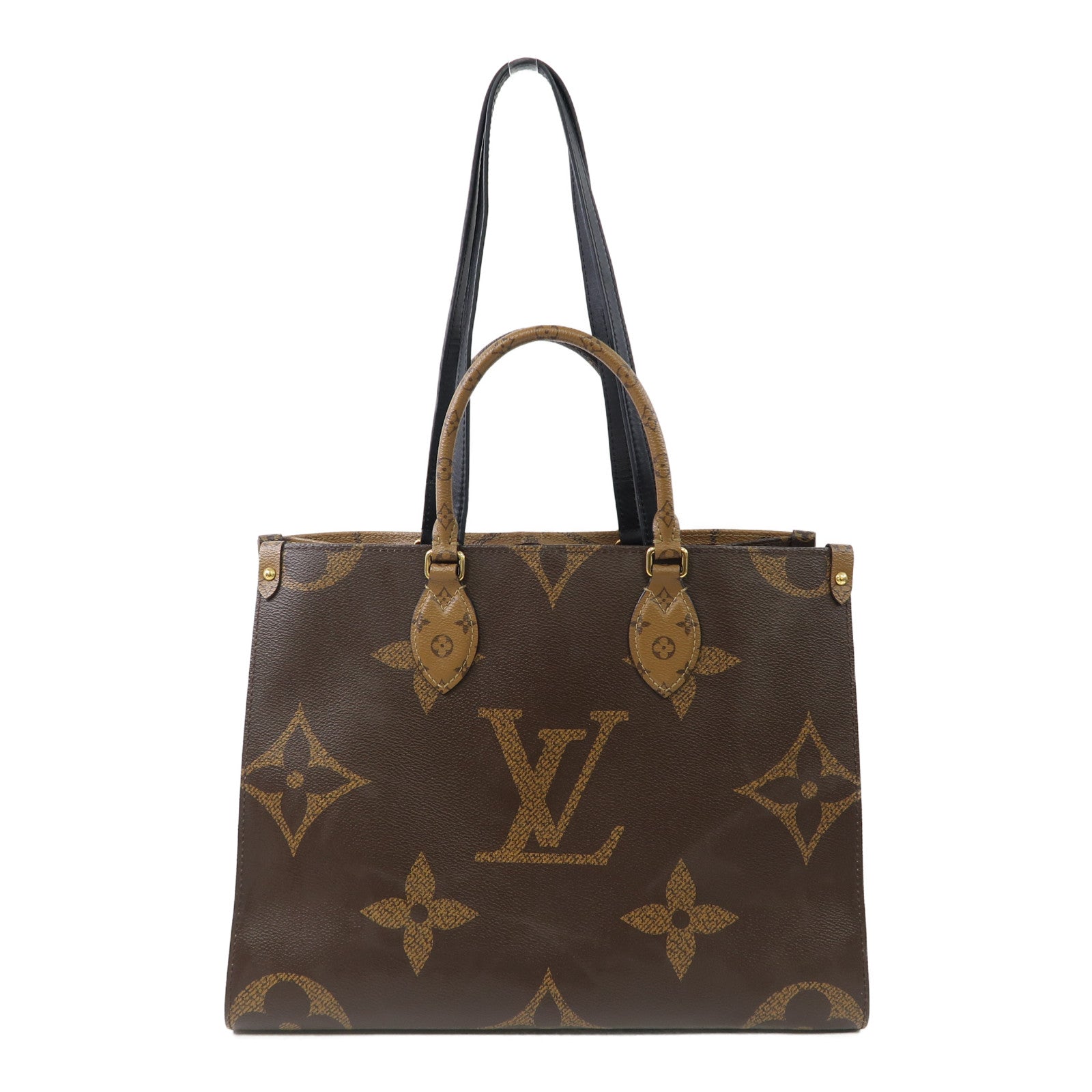 LOUIS VUITTON Monogram On the Go MM金扣手挽肩背兩用袋啡色