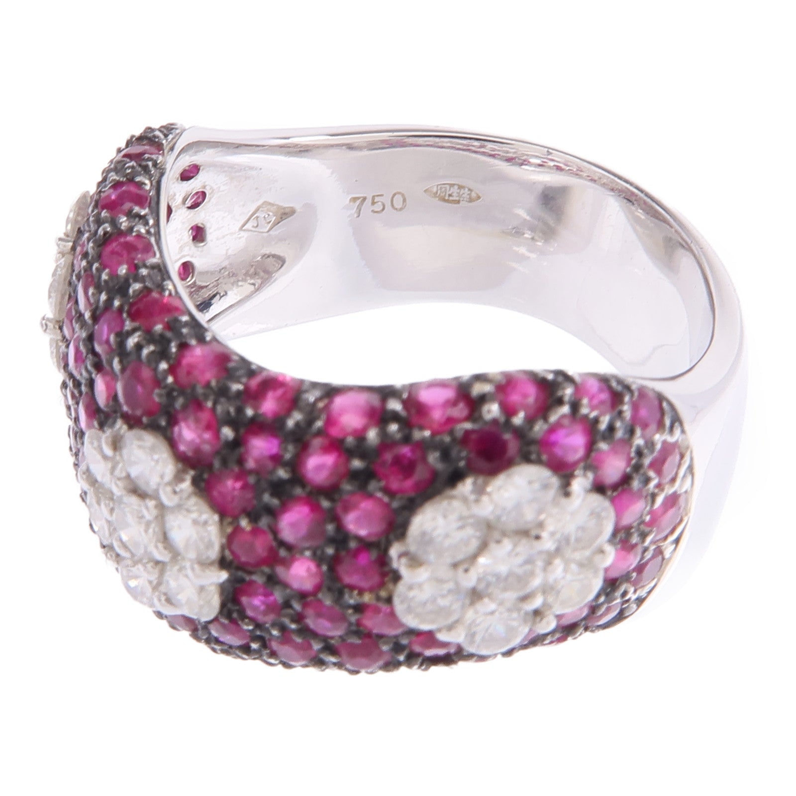JEWELRY 【激減優惠】18K白金Ruby Diamond Ring紅寶石/鑽石戒指US#6