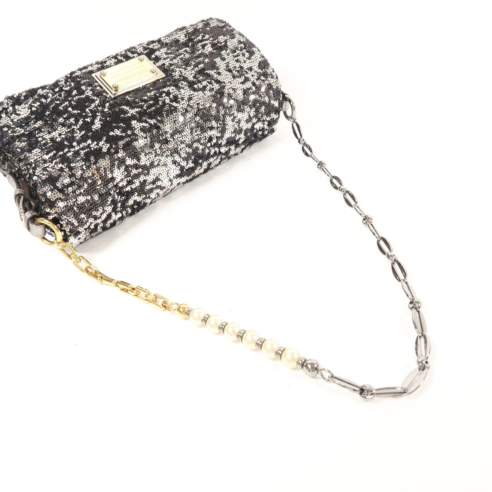 D&G 亮片Miss Charles Flag Bag鏈帶肩背袋