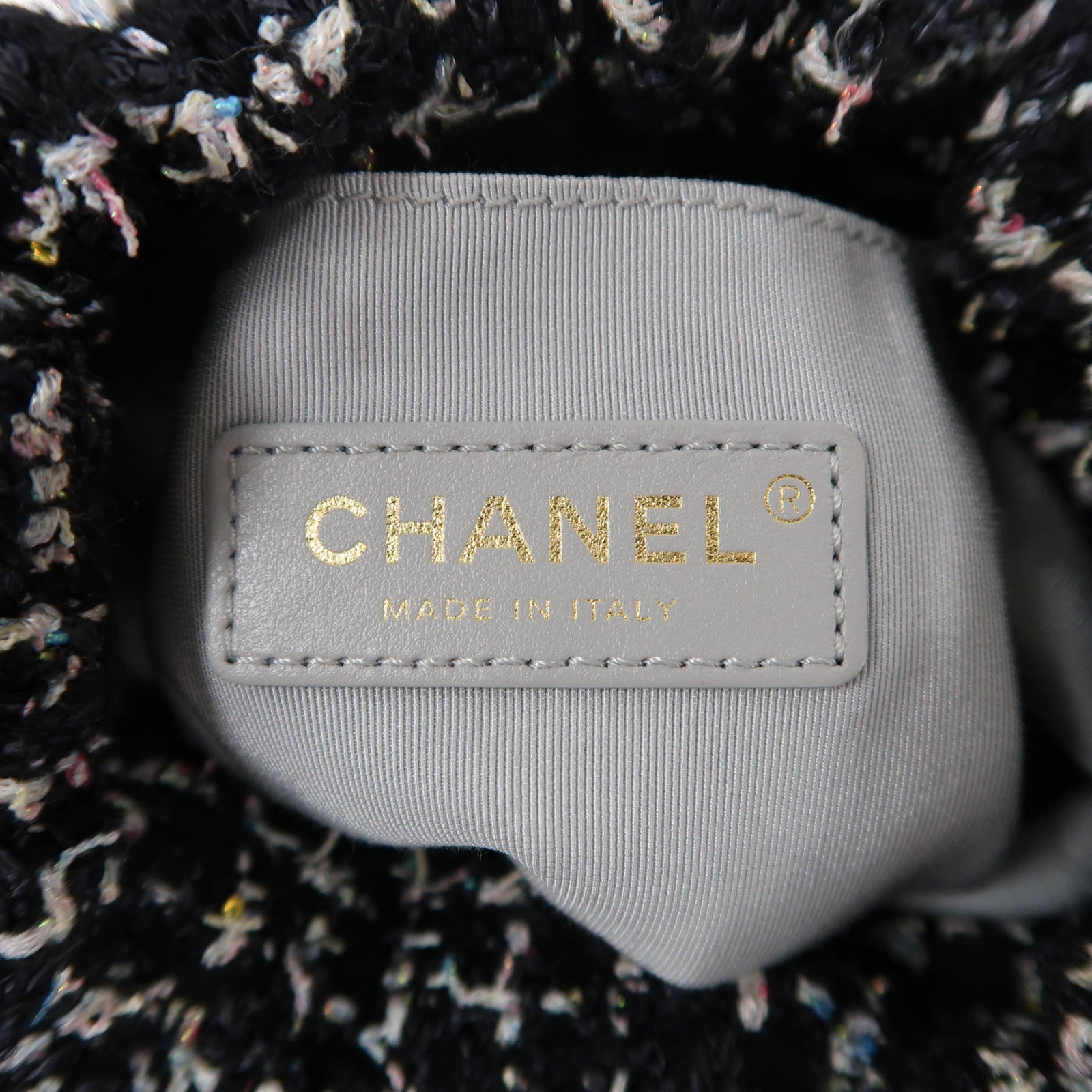 CHANEL 菱格牛皮皮革/花呢2 Way Shoulder金扣手挽肩背兩用袋黑色