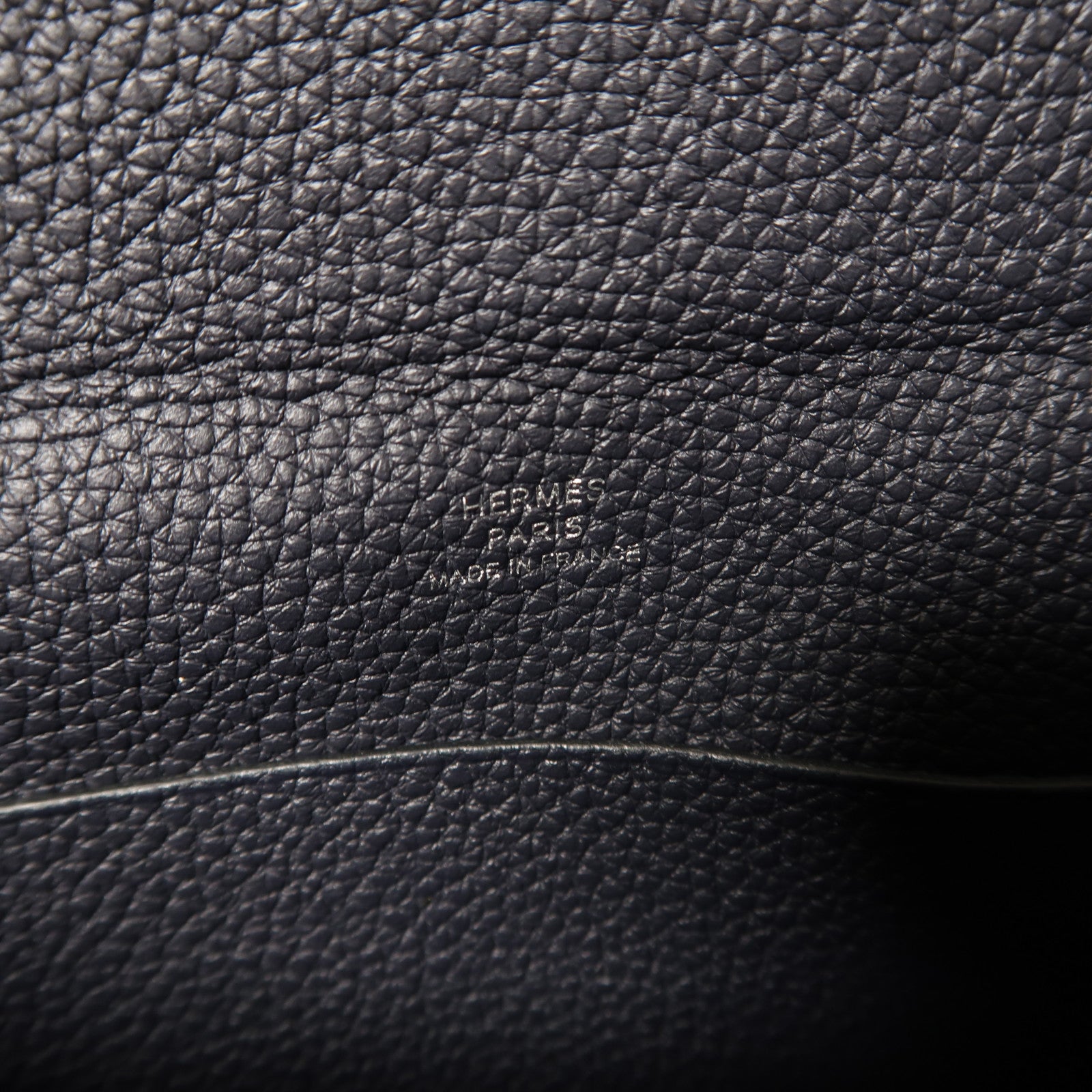 HERMES Clemence皮革Videpoches銀扣肩背袋2Z Bleu Nuit深夜藍