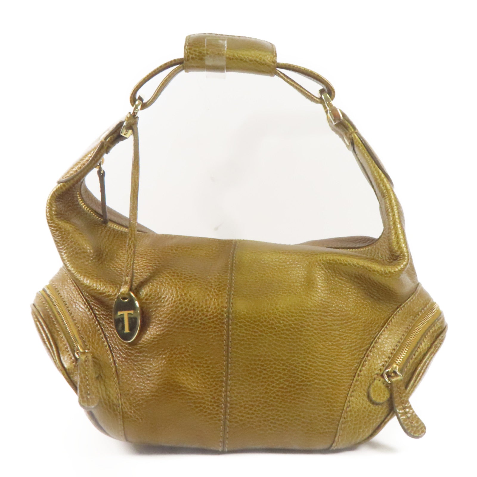 TOD'S 牛皮皮革Shoulder Bag金扣肩背袋金色