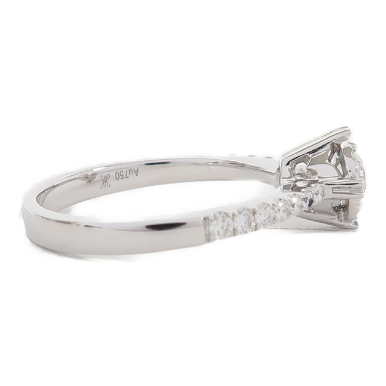 JEWELRY 18K白金Ring 0.23ct鑽石/0.18ct鑽石戒指US#5.75