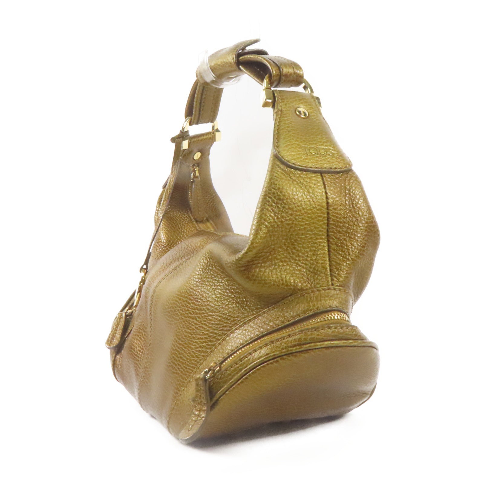 TOD'S 牛皮皮革Shoulder Bag金扣肩背袋金色
