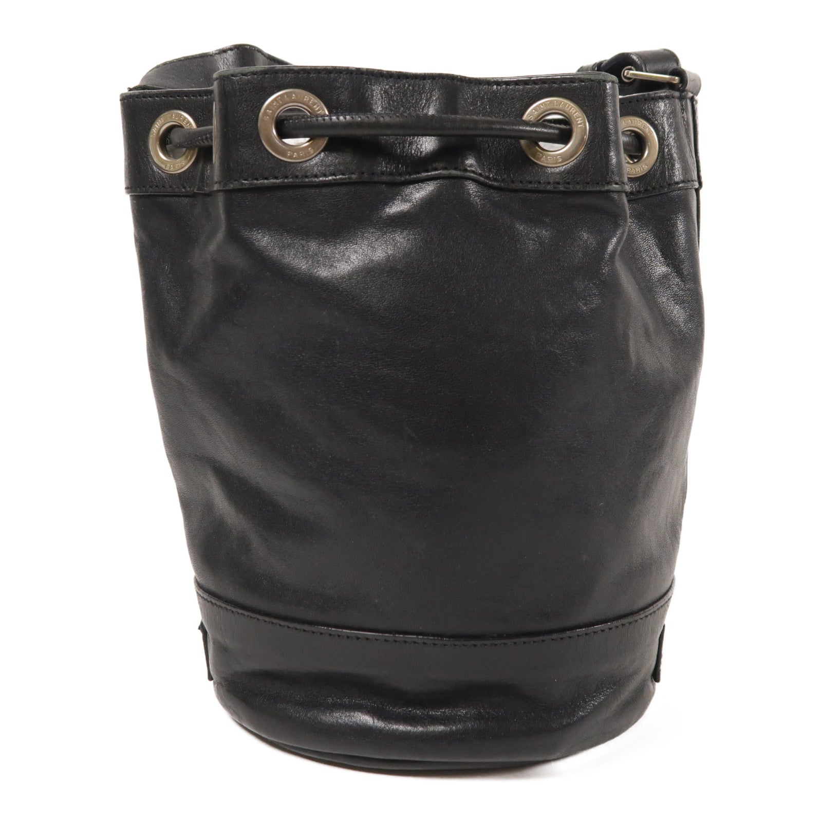 SAINT LAURENT 牛皮皮革Rider Bucket Bag銀扣肩背袋