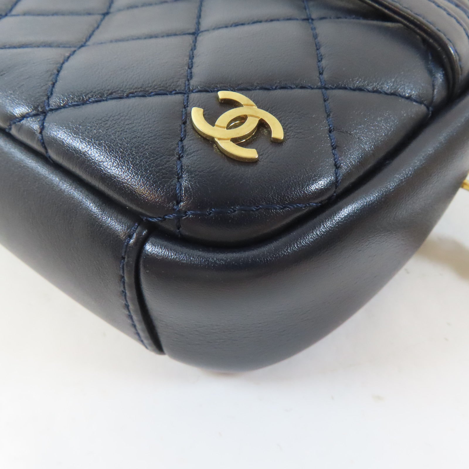 CHANEL 【激減優惠】菱格牛皮皮革Chain Shoulder Bag金扣肩背袋深藍色
