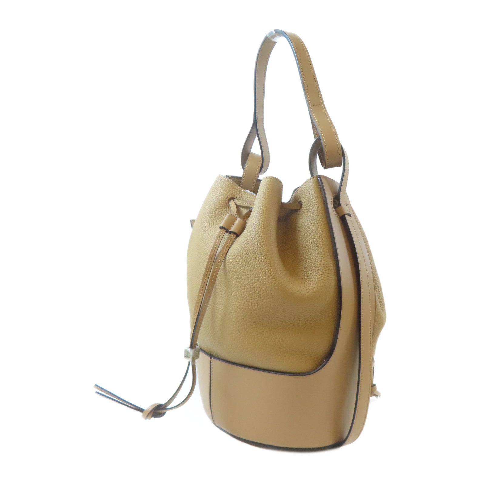 LOEWE 牛皮皮革Balloon Bag銀扣手挽肩背兩用袋啡色