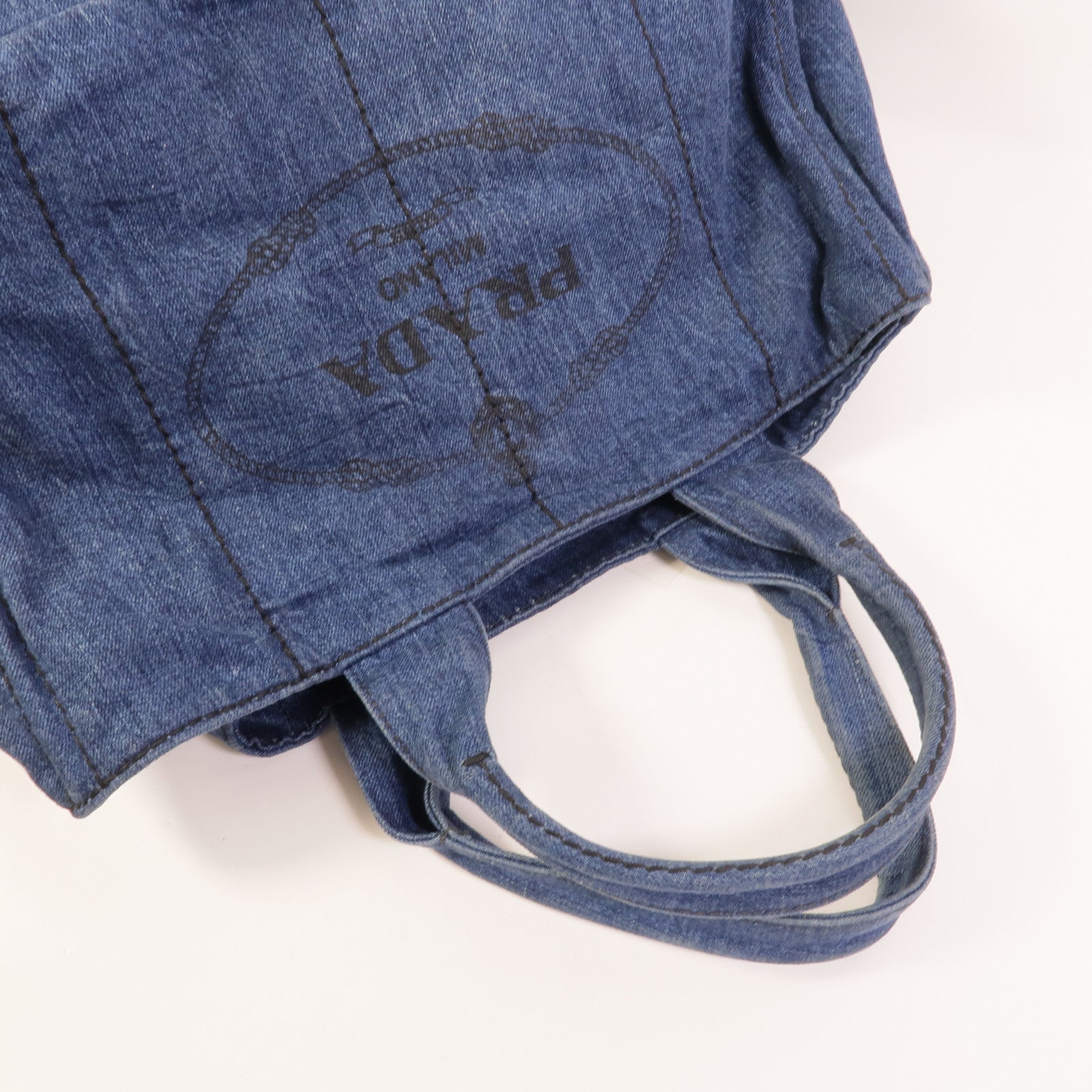 PRADA 牛仔布Canapa Large Tote手挽袋