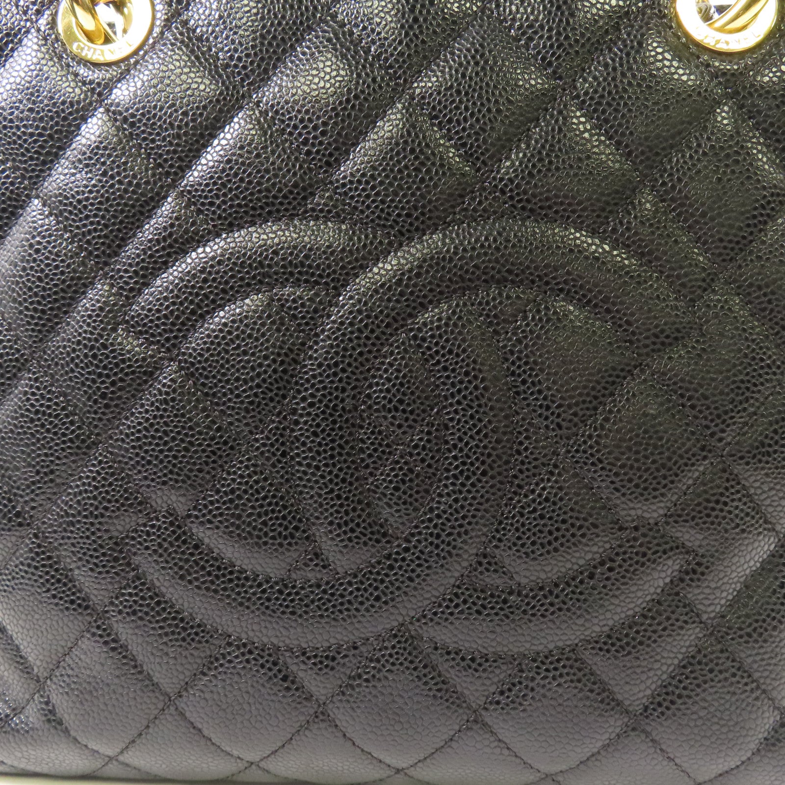 CHANEL 牛皮皮革GST Grand Shopping Tote Bag金扣鏈帶肩背袋