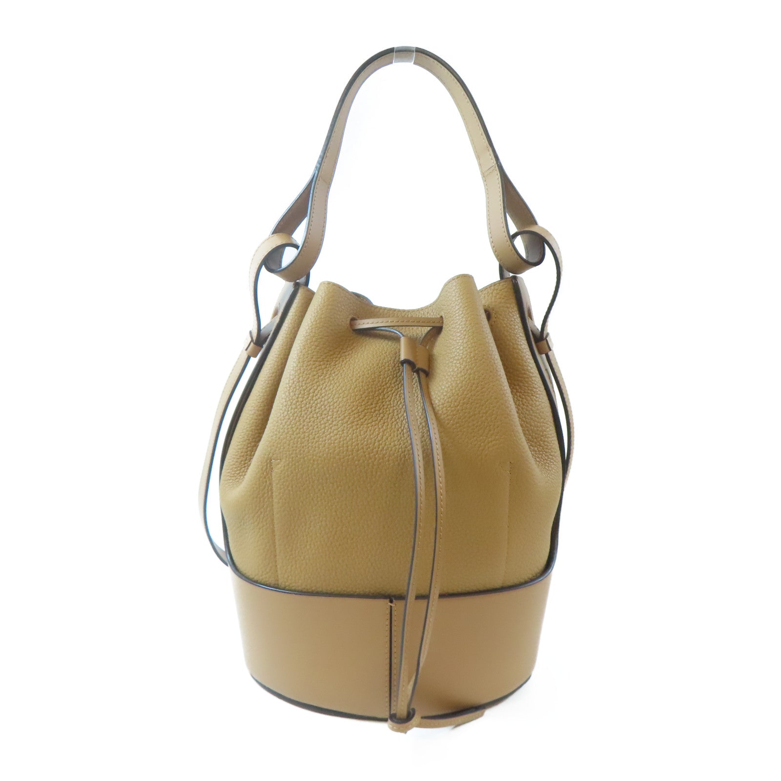 LOEWE 牛皮皮革Balloon Bag銀扣手挽肩背兩用袋啡色