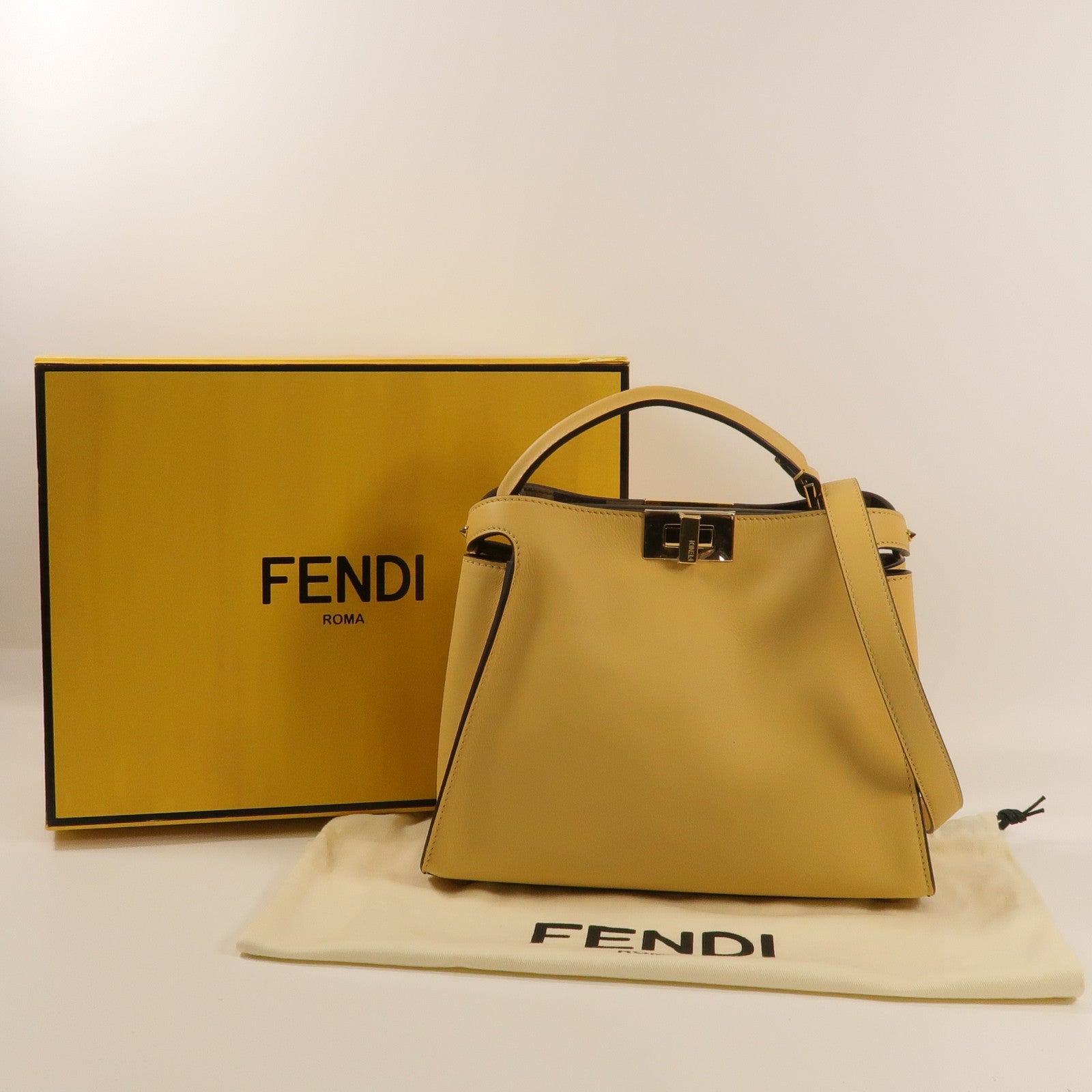 FENDI 牛皮皮革Peekaboo手挽肩背兩用袋