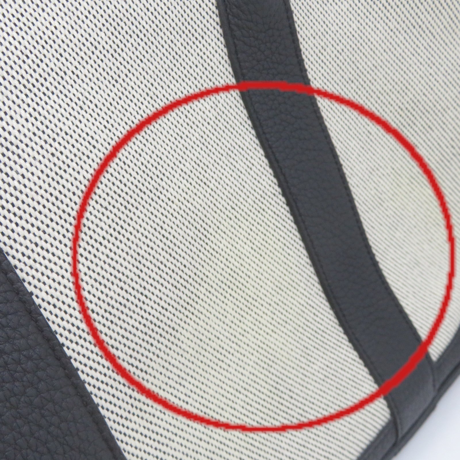 HERMES Toile H/皮革GardenParty PM Tote Bag银扣手挽袋米白色