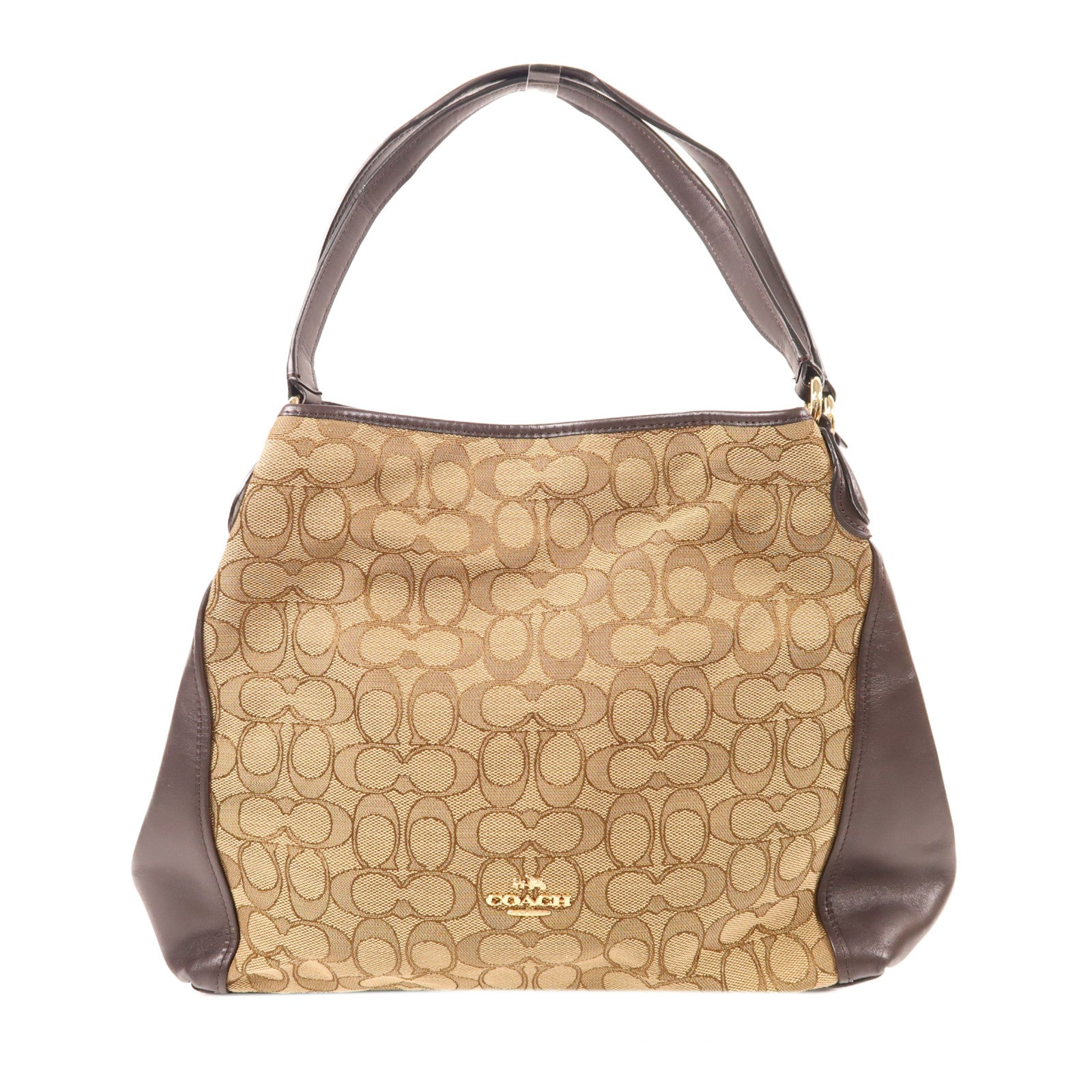 COACH 帆布Shoulder Bag金扣肩背袋棕色