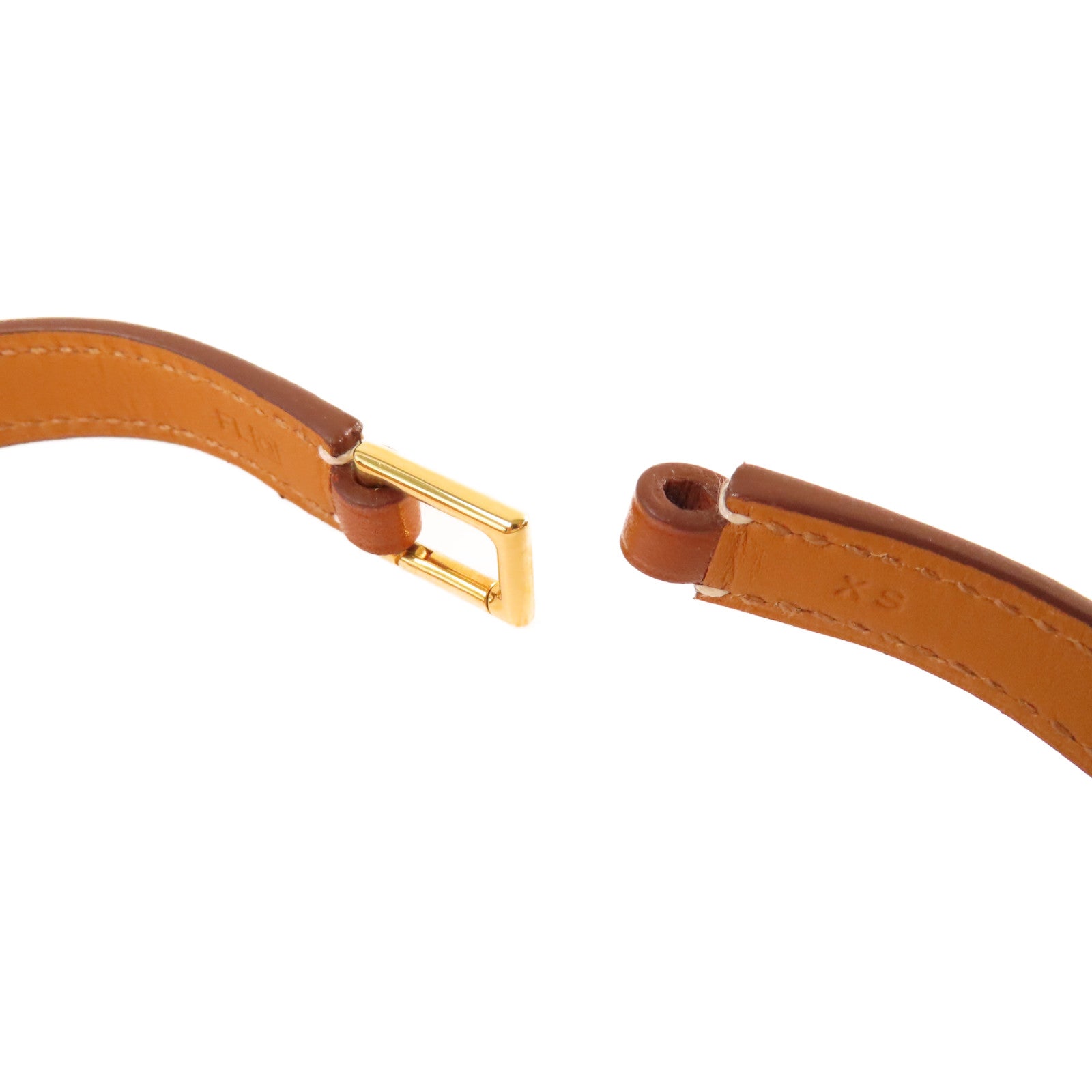 HERMES 【激減優惠】Box Calf皮革Rivile Double Tour XS Bracelet金扣手鏈 Fauve太妃色